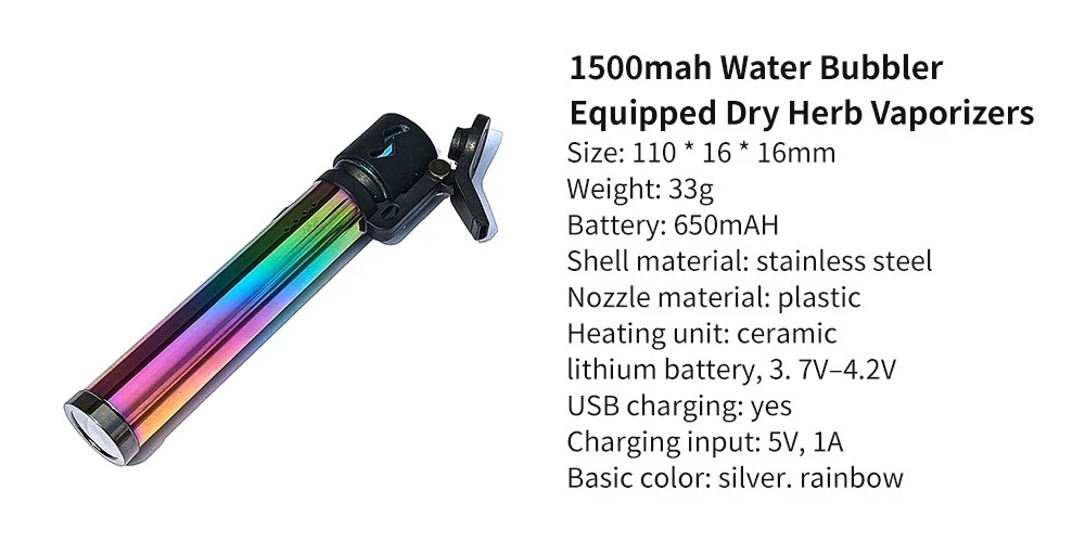 1500mah Water Bubbler Equipped Dry Herb Vaporizers